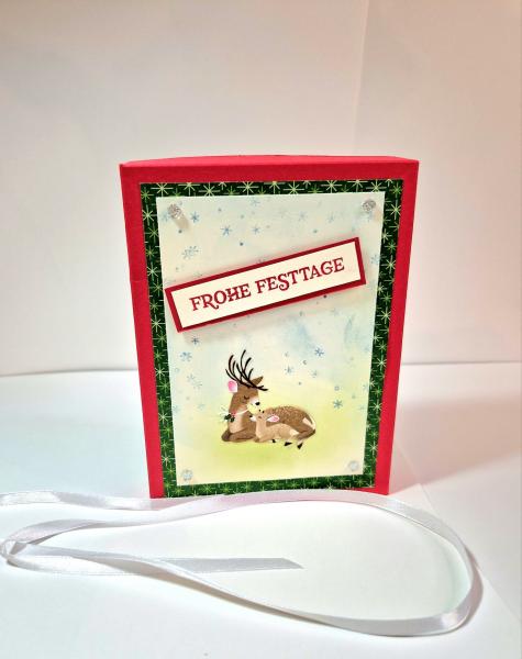 Weihnachtliche Verpackung - Leer - Moosgrün/Glutrot